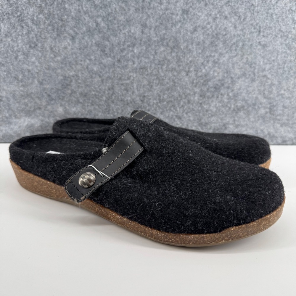 Earth Spirit Clogs Women Size 10 Black Felted Fabric Strap Midsole WMES49ER050